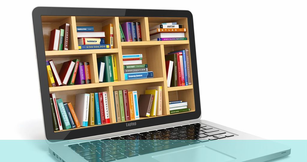 picture of a book case embedded in a laptop screen