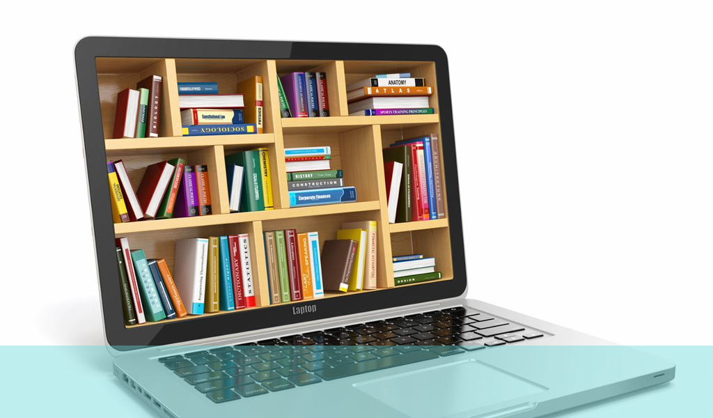 foto de um estojo de livro embutido na tela de um laptop