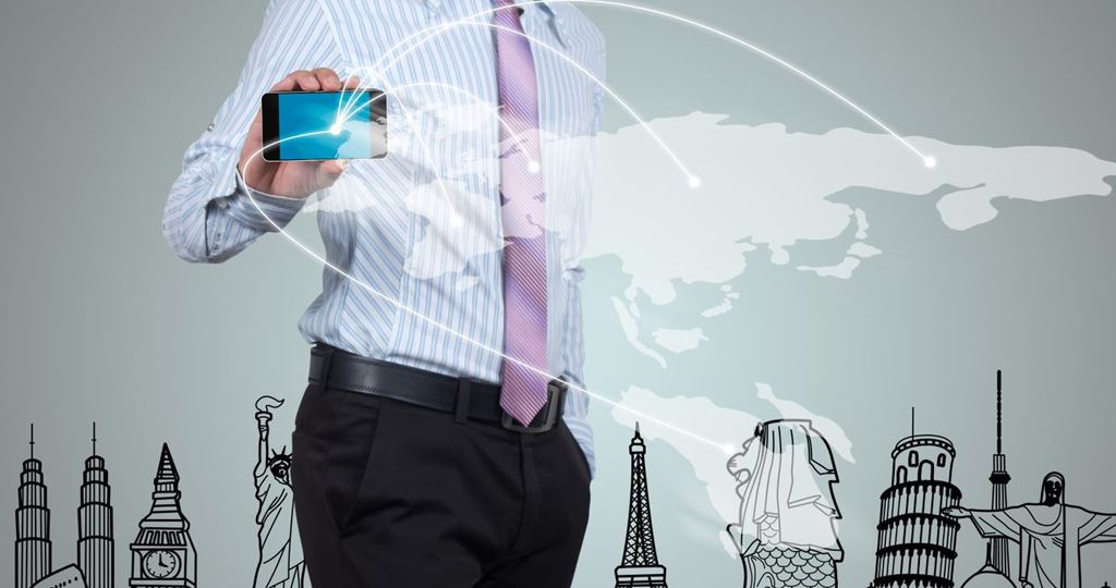 picture of person holding digital device in a connected world