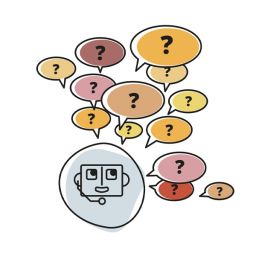 ilustración de un robot respondiendo preguntas