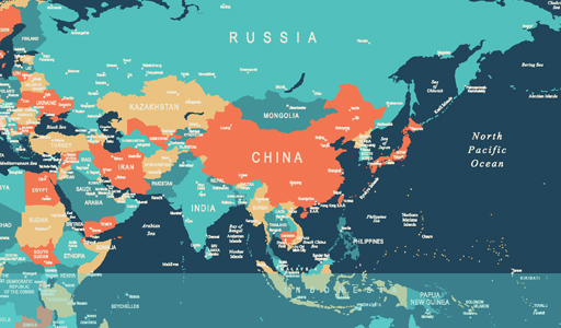 地图显示中国的位置
