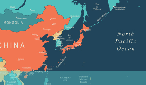 Japonya'nın konumunu gösteren harita