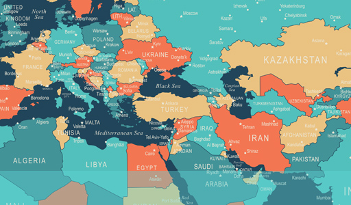 トルコが世界のどこにあるのかを示す地図
