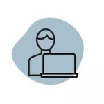 Illustration of person behind a laptop