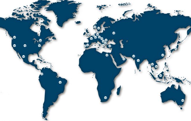 全球地图显示UX247研究人员的位置