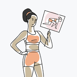 illustration of female athlete holding a board with a sprinter about to begin a race