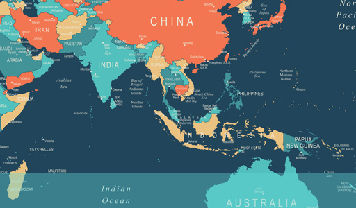 Singapur'un yerini gösteren harita kesiti